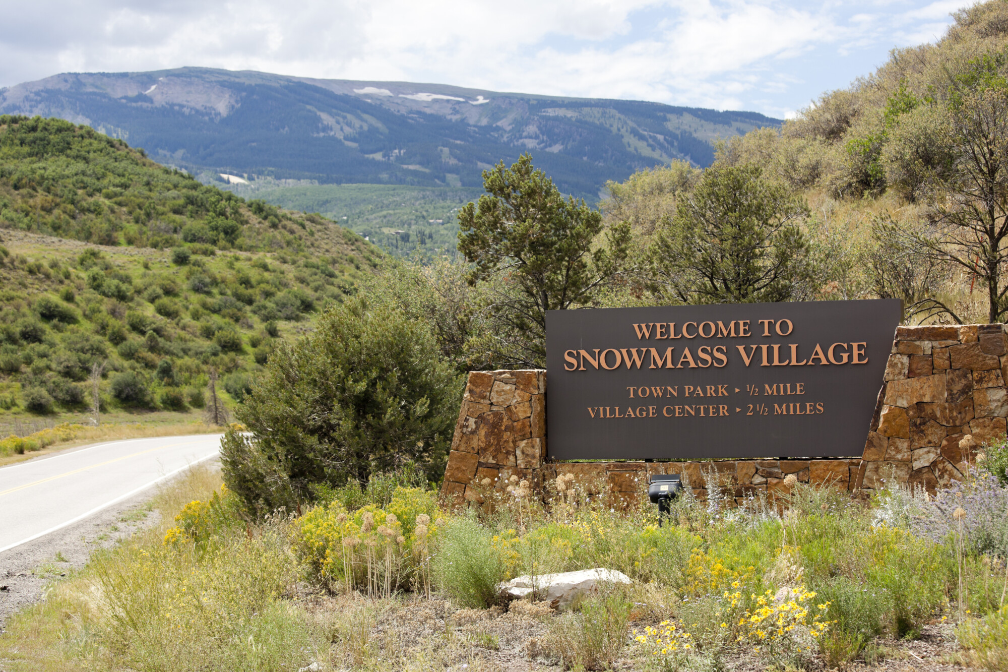 Sign for Snowmass Village, near Aspen, Colorado